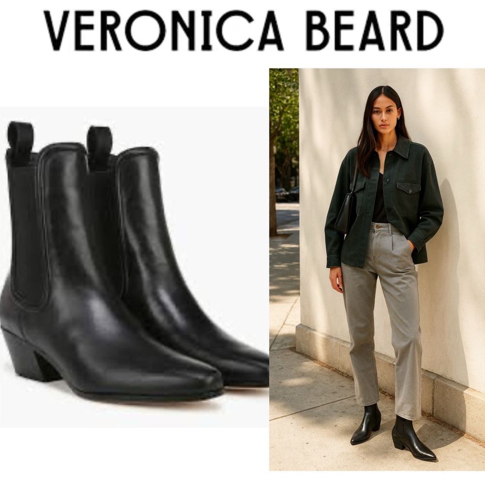So Chic！  Veronica beard lada Chelsea boots black leather size 7
